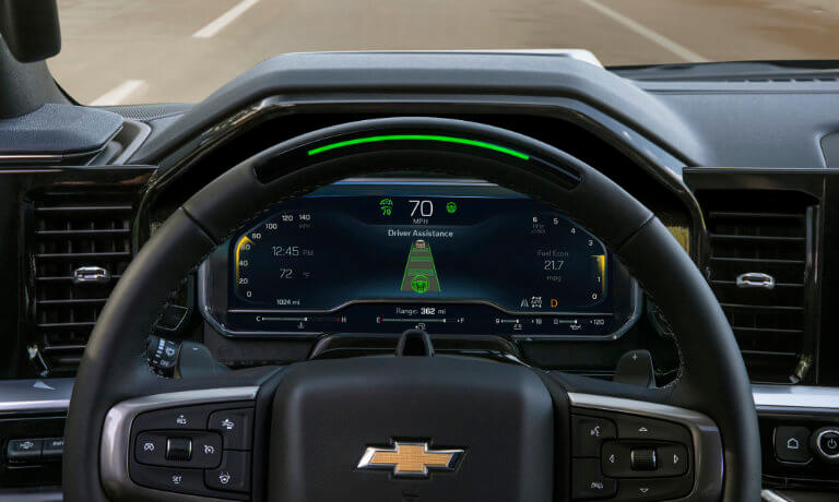 2026 Chevy Silverado 1500 steering wheel and dash