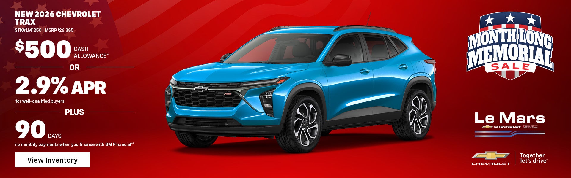 New 2026 Chevy Trax in Le Mars, IA
