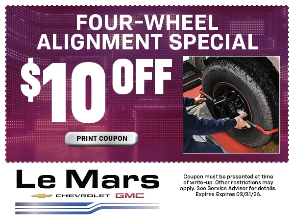 $10 Off Four-Wheel Alignment Special